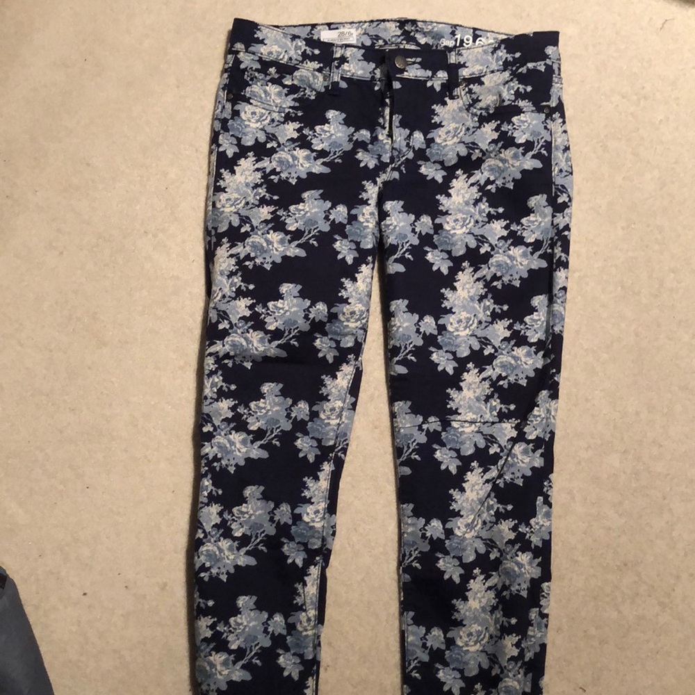 Gap 1969 Women's Blue Floral Always Skinny Jeans